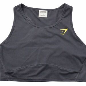 Gymshark Black Crop Tank with Yellow Logo